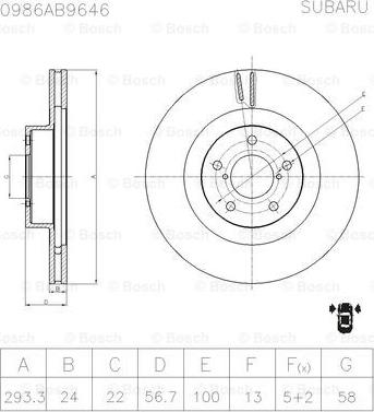 BOSCH 0 986 AB9 646 - Гальмівний диск autocars.com.ua