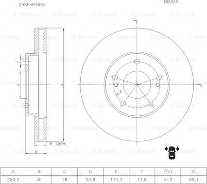 BOSCH 0 986 AB9 685 - Тормозной диск avtokuzovplus.com.ua