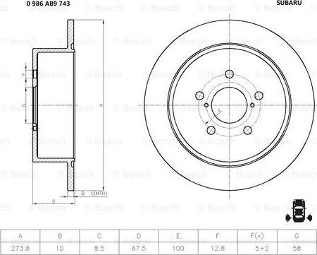 BOSCH 0 986 AB9 743 - Тормозной диск autodnr.net