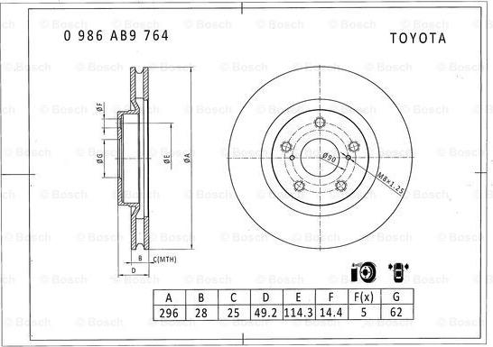 BOSCH 0 986 AB9 764 - Тормозной диск autodnr.net