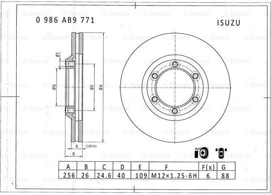 BOSCH 0 986 AB9 771 - Тормозной диск avtokuzovplus.com.ua