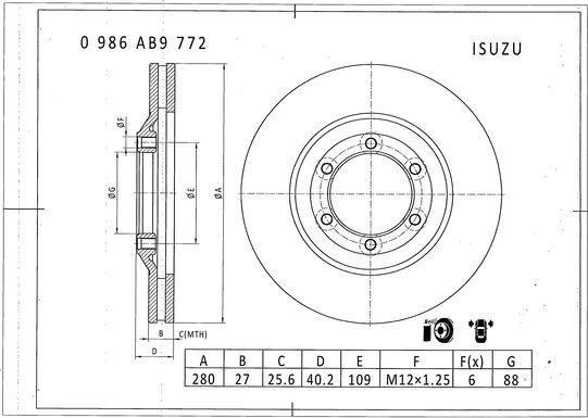 BOSCH 0 986 AB9 772 - Тормозной диск avtokuzovplus.com.ua