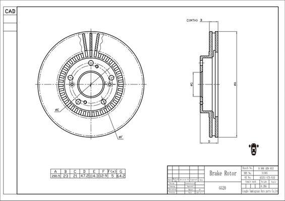 BOSCH 0 986 AB9 853 - Гальмівний диск autocars.com.ua