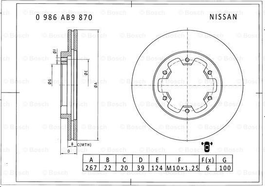 BOSCH 0 986 AB9 870 - Тормозной диск avtokuzovplus.com.ua