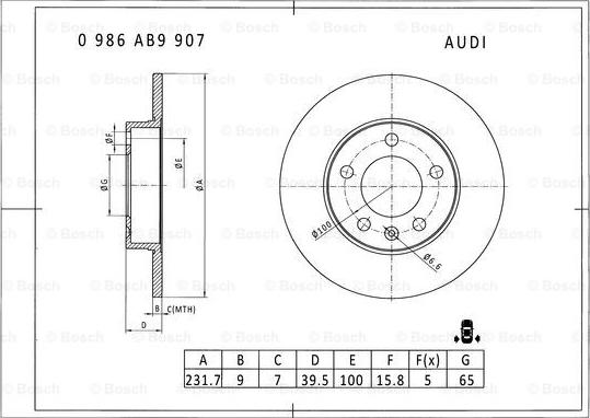 BOSCH 0 986 AB9 907 - Тормозной диск autodnr.net