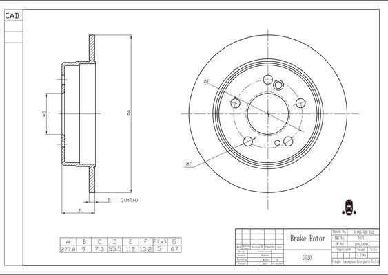 BOSCH 0 986 AB9 912 - Тормозной диск avtokuzovplus.com.ua