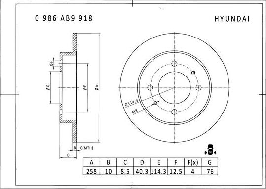 BOSCH 0 986 AB9 918 - Тормозной диск avtokuzovplus.com.ua