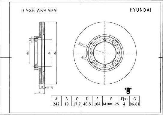 BOSCH 0 986 AB9 929 - Тормозной диск avtokuzovplus.com.ua