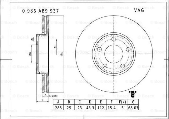 BOSCH 0 986 AB9 937 - Тормозной диск autodnr.net