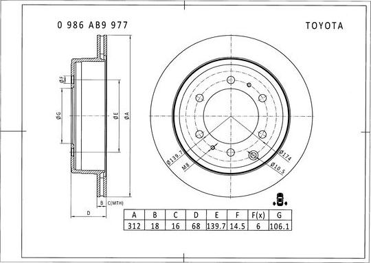 BOSCH 0 986 AB9 977 - Тормозной диск autodnr.net