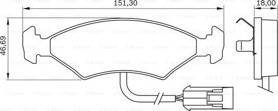 BOSCH 0 986 BB0 001 - Гальмівні колодки, дискові гальма autocars.com.ua
