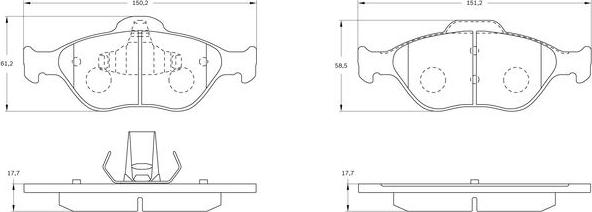 BOSCH 0 986 BB0 710 - Тормозные колодки, дисковые, комплект avtokuzovplus.com.ua