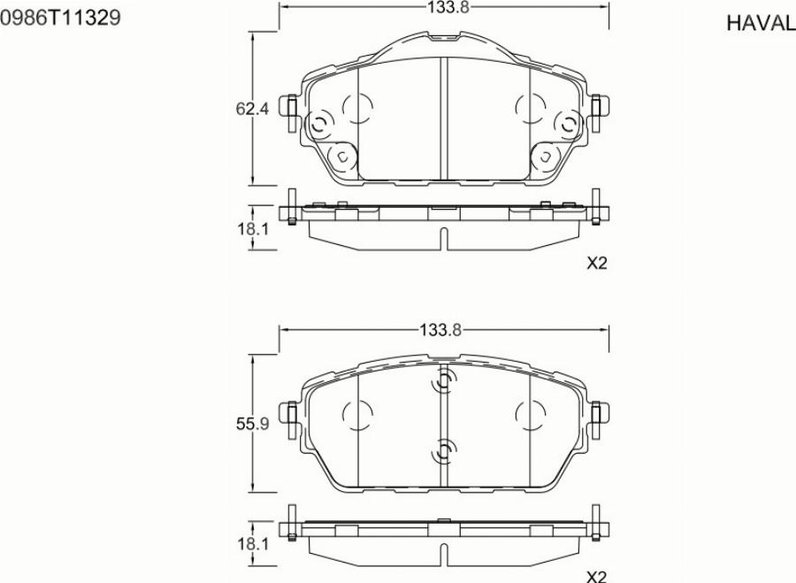 BOSCH 0 986 T11 329 - Гальмівні колодки, дискові гальма autocars.com.ua