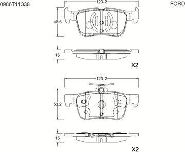 BOSCH 0 986 T11 338 - Гальмівні колодки, дискові гальма autocars.com.ua