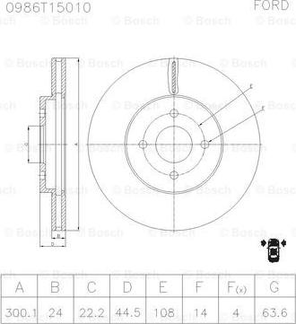 BOSCH 0 986 T15 010 - Гальмівний диск autocars.com.ua