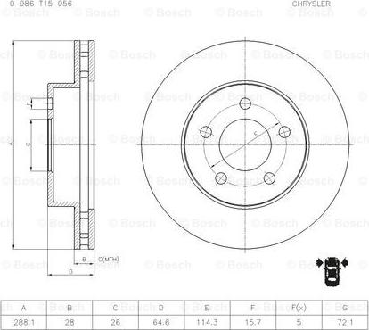 BOSCH 0 986 T15 056 - Тормозной диск autodnr.net