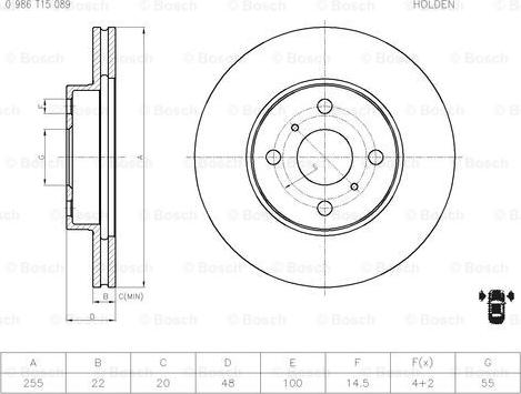 BOSCH 0 986 T15 089 - Гальмівний диск autocars.com.ua