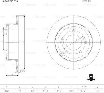 BOSCH 0 986 T15 093 - Тормозной диск avtokuzovplus.com.ua