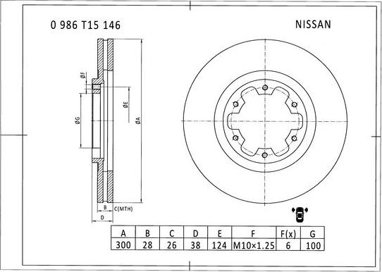 BOSCH 0 986 T15 146 - Тормозной диск autodnr.net