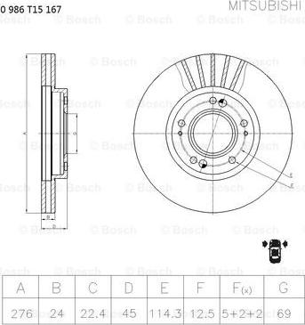 BOSCH 0 986 T15 167 - Тормозной диск autodnr.net