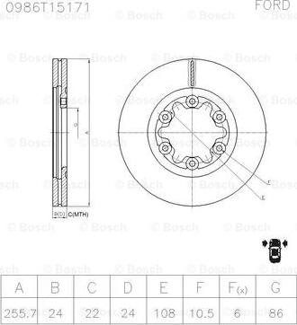 BOSCH 0 986 T15 171 - Тормозной диск avtokuzovplus.com.ua