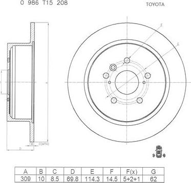 BOSCH 0 986 T15 208 - Гальмівний диск autocars.com.ua