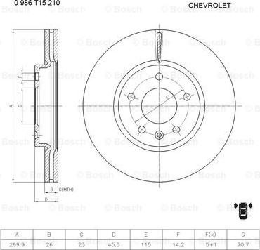 BOSCH 0 986 T15 210 - Гальмівний диск autocars.com.ua