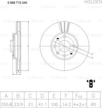 BOSCH 0 986 T15 240 - Тормозной диск autodnr.net