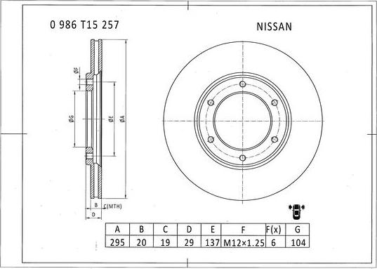 BOSCH 0 986 T15 257 - Тормозной диск avtokuzovplus.com.ua