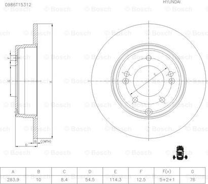 BOSCH 0 986 T15 312 - Гальмівний диск autocars.com.ua