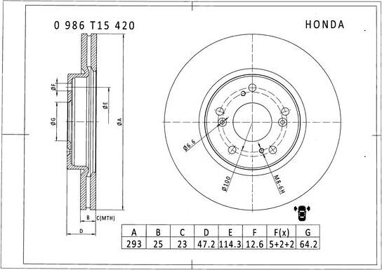 BOSCH 0 986 T15 420 - Гальмівний диск autocars.com.ua