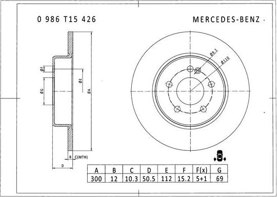 BOSCH 0 986 T15 426 - Гальмівний диск autocars.com.ua