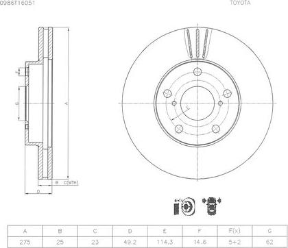 BOSCH 0 986 T16 051 - Тормозной диск avtokuzovplus.com.ua