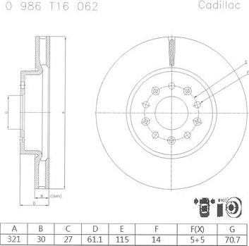 BOSCH 0 986 T16 062 - Тормозной диск avtokuzovplus.com.ua