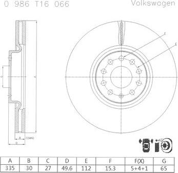 BOSCH 0 986 T16 066 - Тормозной диск avtokuzovplus.com.ua