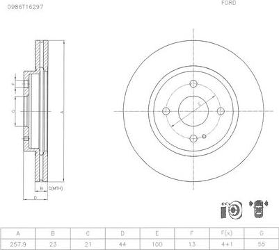 BOSCH 0 986 T16 297 - Тормозной диск avtokuzovplus.com.ua