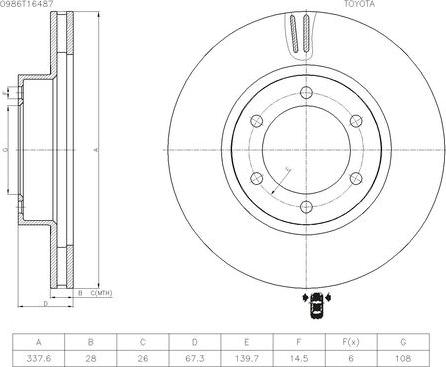 BOSCH 0 986 T16 487 - Гальмівний диск autocars.com.ua