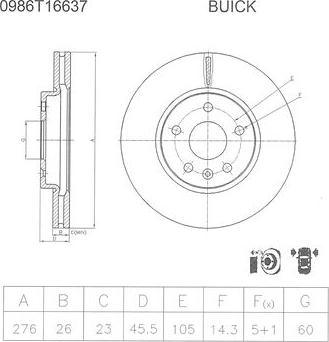 BOSCH 0 986 T16 637 - Гальмівний диск autocars.com.ua