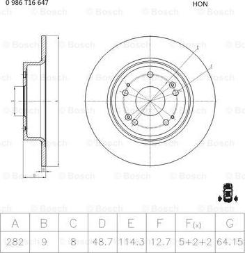 BOSCH 0 986 T16 647 - Гальмівний диск autocars.com.ua