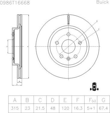 BOSCH 0 986 T16 668 - Гальмівний диск autocars.com.ua