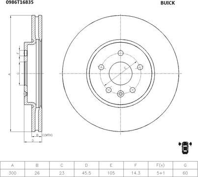 BOSCH 0 986 T16 835 - Гальмівний диск autocars.com.ua