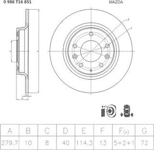 BOSCH 0 986 T16 851 - Тормозной диск avtokuzovplus.com.ua