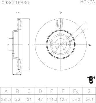 BOSCH 0 986 T16 886 - Гальмівний диск autocars.com.ua