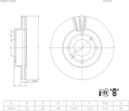 BOSCH 0 986 T16 964 - Гальмівний диск autocars.com.ua