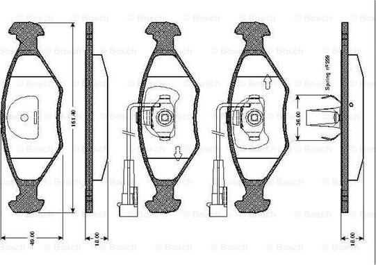 BOSCH 0 986 TB2 156 - Тормозные колодки, дисковые, комплект avtokuzovplus.com.ua