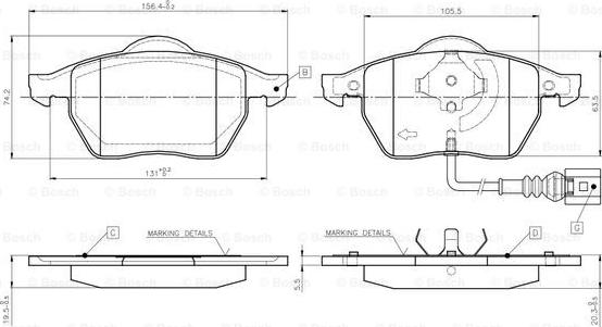 BOSCH 0 986 TB2 216 - Тормозные колодки, дисковые, комплект autodnr.net