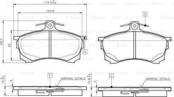 BOSCH 0 986 TB2 278 - Гальмівні колодки, дискові гальма autocars.com.ua