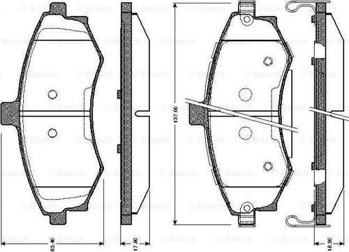 BOSCH 0 986 TB2 423 - Гальмівні колодки, дискові гальма autocars.com.ua