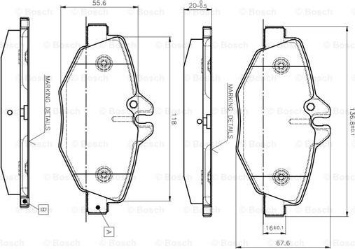 BOSCH 0 986 TB2 450 - Гальмівні колодки, дискові гальма autocars.com.ua