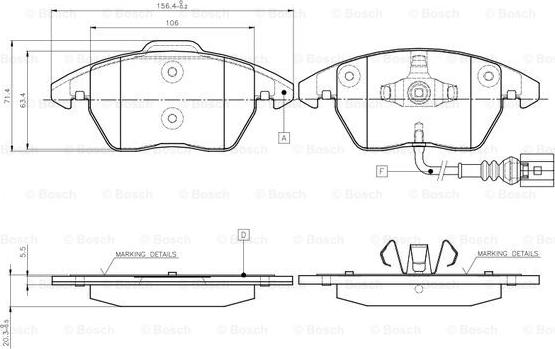 BOSCH 0 986 TB2 457 - Гальмівні колодки, дискові гальма autocars.com.ua